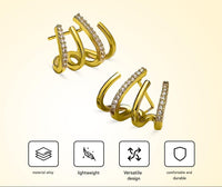 Illusion Earrings with Four Hoops & Zirconia - Zarvia-Gold-State of Style