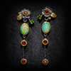 Boho Earrings with Opal and Red Zirconia - Elara