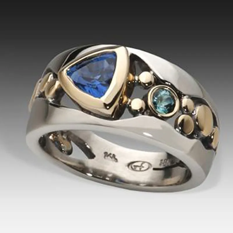 Vintage Silver Ring with Blue Gemstone - Celina