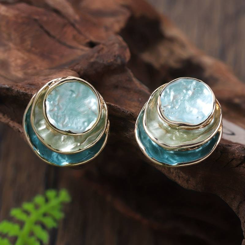 Vintage Multi-Layered Round Earrings – Celina