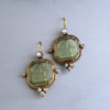 Vintage Green Earrings with Pearls - Valeria