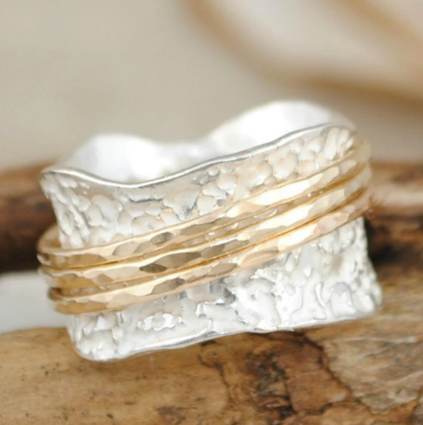 Vintage Spinner Ring in Gold & Silver - Elvira