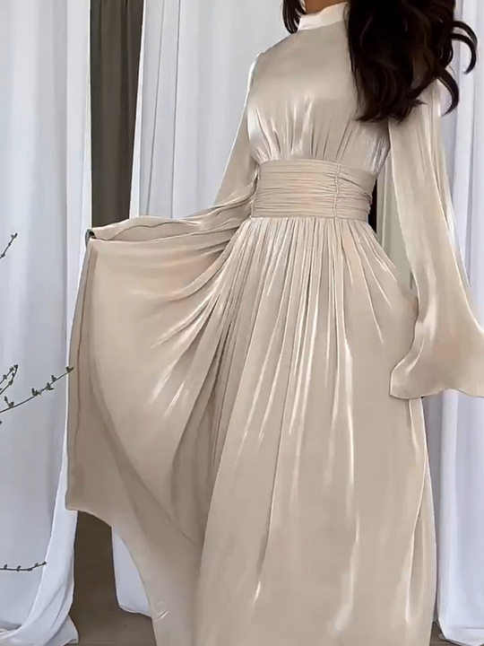 Imaginative maxi dress with flowing cut - Valentina-Beige-S-State of Style