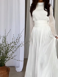 Imaginative maxi dress with flowing cut - Valentina-White-S-State of Style