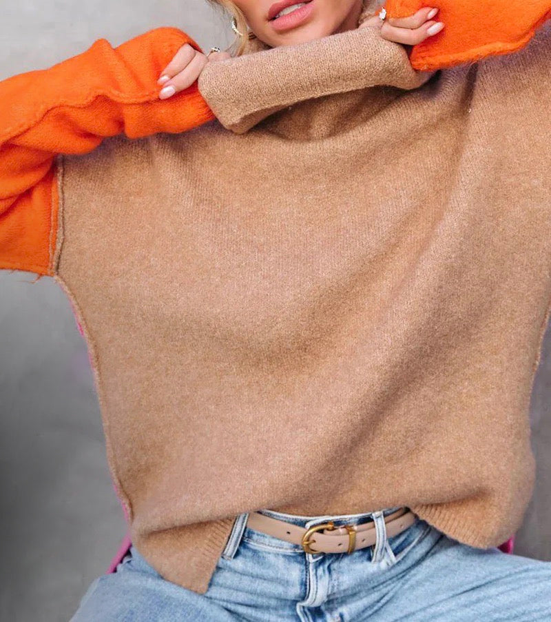 Impressive Color Block Knitted Sweater - AutumnVibe-S (36/38)-State of Style