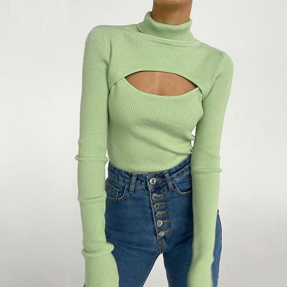 IndiaShirt | Women's Trendy Slit Sweater-Light Green-S-State of Style