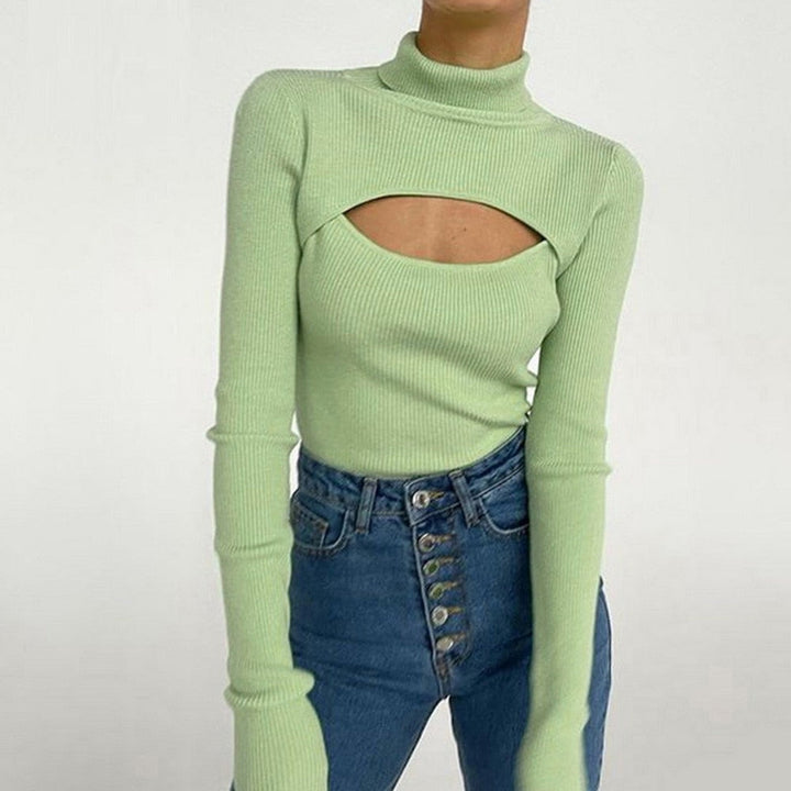 IndiaShirt | Women's Trendy Slit Sweater-Light Green-S-State of Style