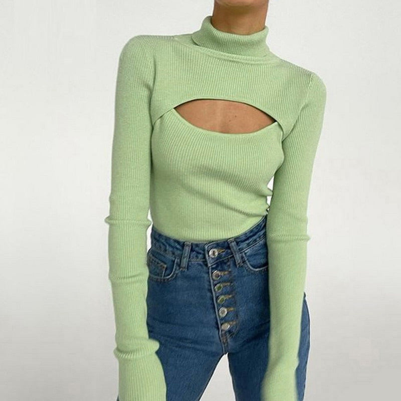 IndiaShirt | Women's Trendy Slit Sweater-Light Green-S-State of Style