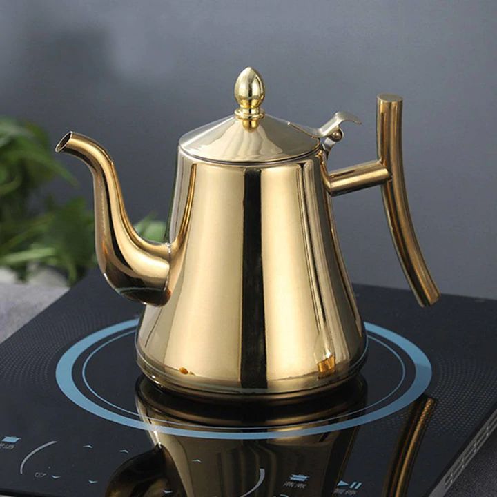 Induction Kettle with Stainless Steel Filter - AquaSteel-Gold-1L-State of Style