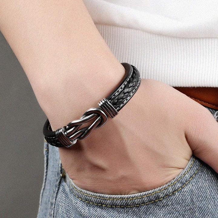 Infinity Bracelet | Leather Knot Design-Black-State of Style