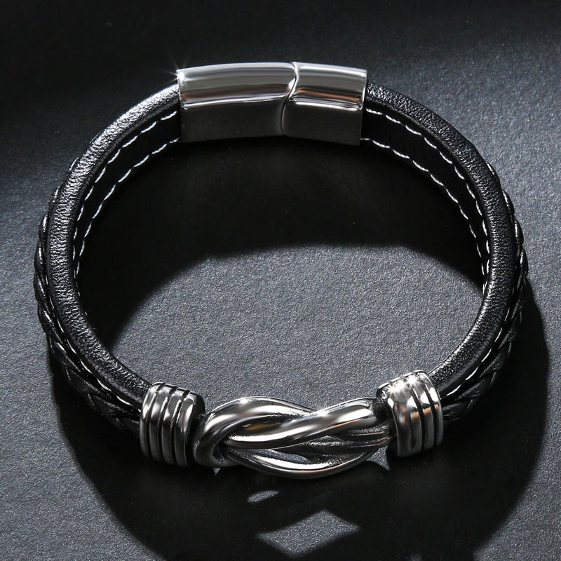 Infinity Bracelet | Leather Knot Design-Black-State of Style