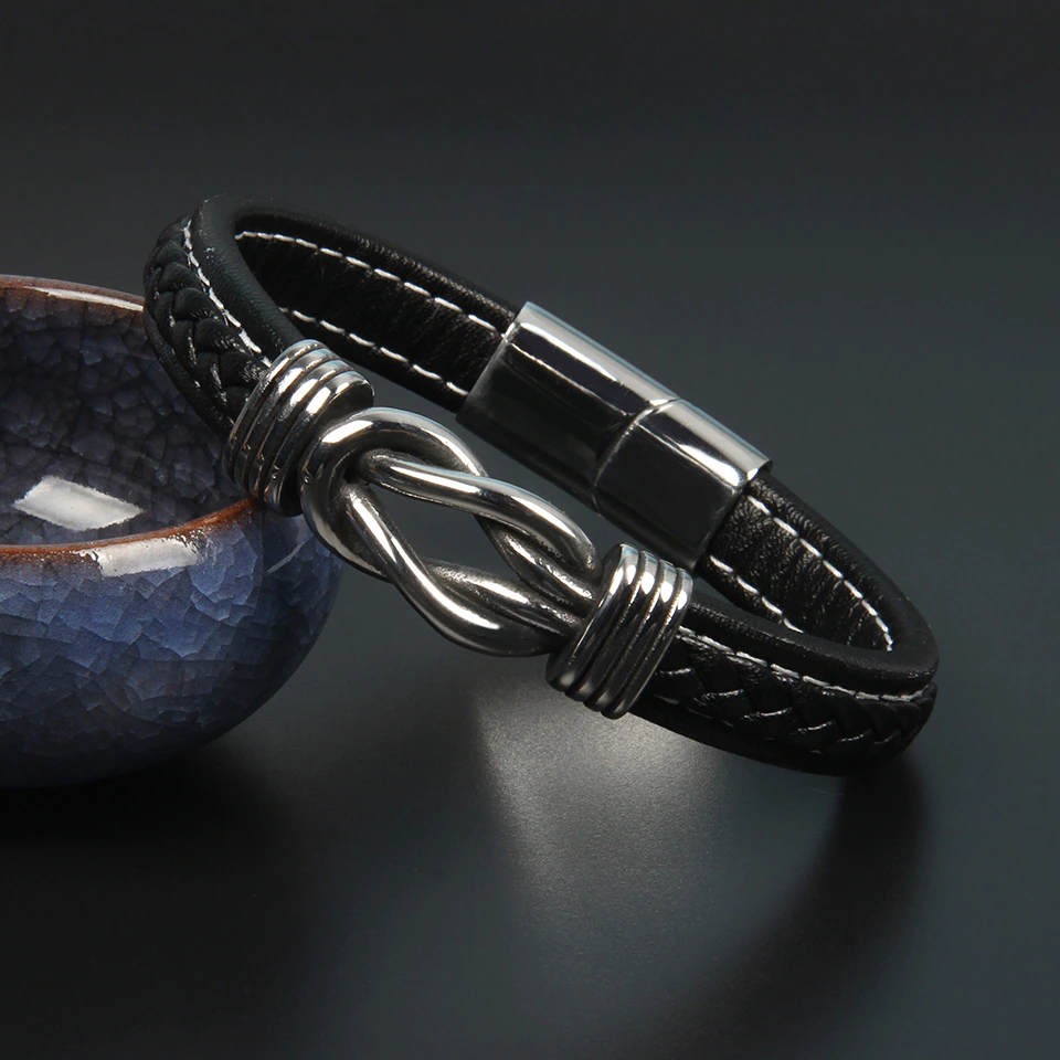 Infinity Bracelet | Leather Knot Design-Black-State of Style