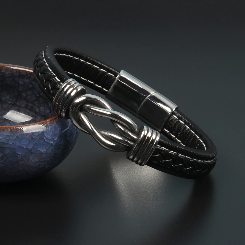 Infinity Bracelet | Leather Knot Design-Black-State of Style