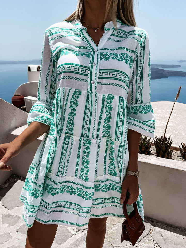 Inna Ibiza Ruffle Dress | Airy Boho Summer Fashion-Blue-S-State of Style