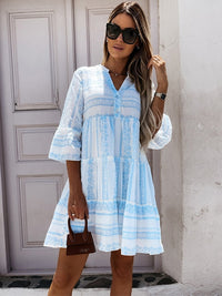 Inna Ibiza Ruffle Dress | Airy Boho Summer Fashion-Blue-S-State of Style