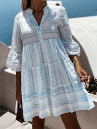 Inna Ibiza Ruffle Dress | Airy Boho Summer Fashion-Blue-S-State of Style