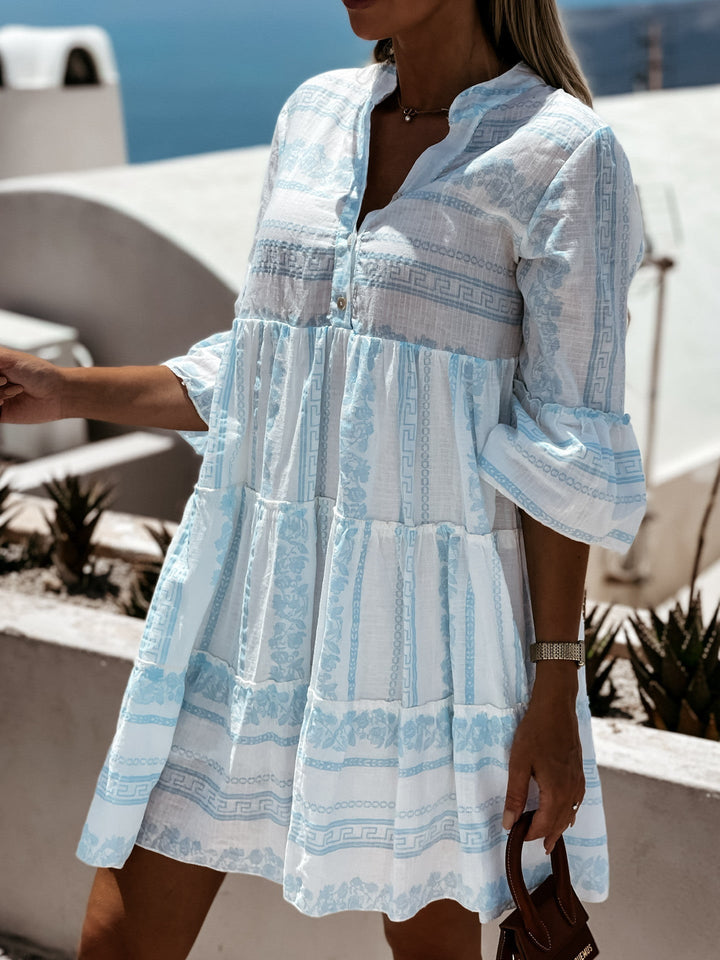 Inna Ibiza Ruffle Dress | Airy Boho Summer Fashion-Blue-S-State of Style