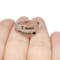 Inspirational Sterling Silver Ring | Engraved "I Am Enough"-State of Style