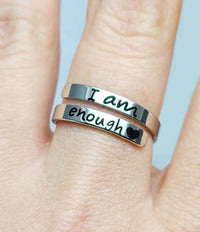 Inspirational Sterling Silver Ring | Engraved "I Am Enough"-State of Style