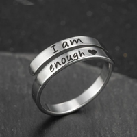 Inspirational Sterling Silver Ring | Engraved "I Am Enough"-State of Style