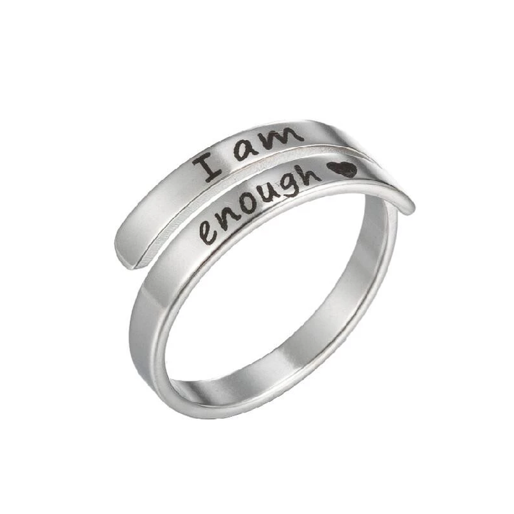 Inspirational Sterling Silver Ring | Engraved "I Am Enough"-State of Style