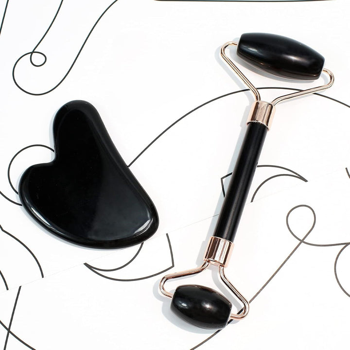 Instant Glow Gua Sha & Jade Roller Set-Black-State of Style