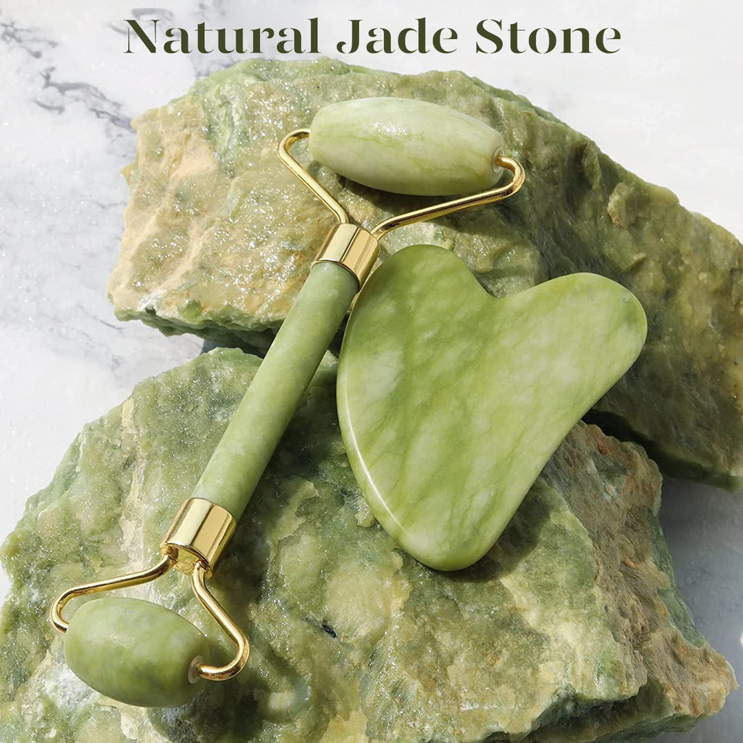 Instant Glow Gua Sha & Jade Roller Set-Green-State of Style
