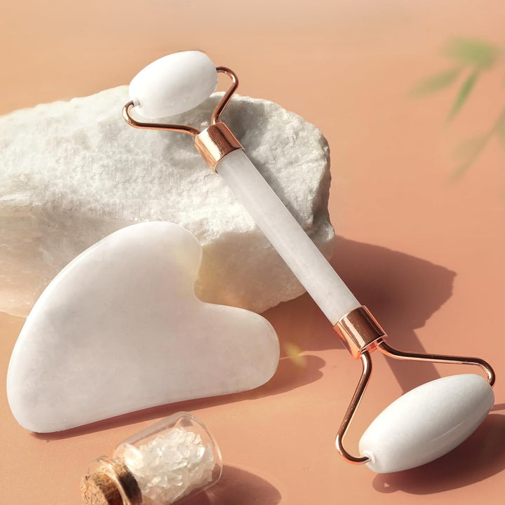 Instant Glow Gua Sha & Jade Roller Set-White-State of Style