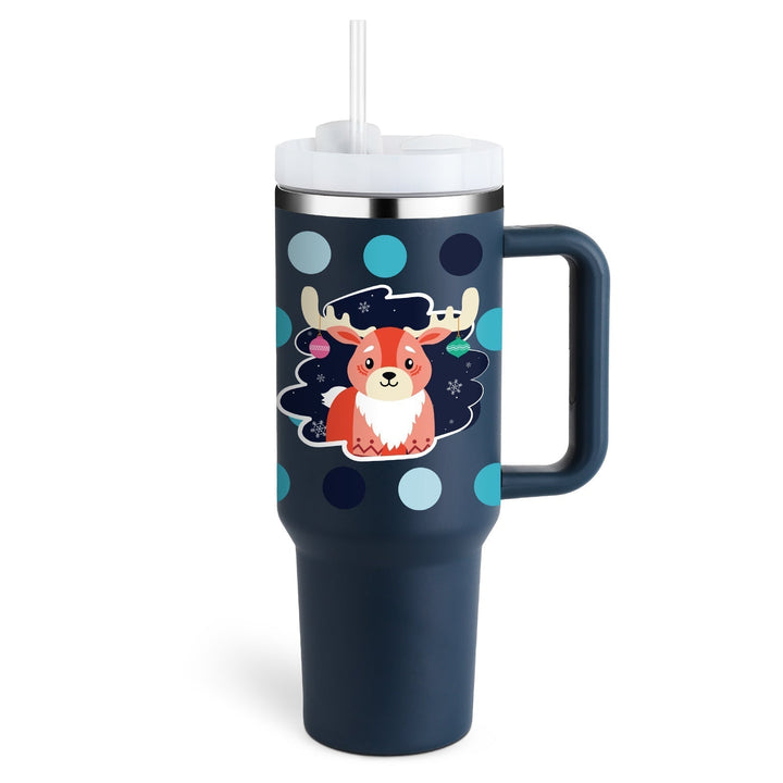 Insulated Mug with Handle and Straw - ChillMate-Christmas Blue-1200 ML-State of Style