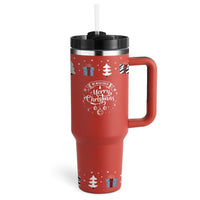 Insulated Mug with Handle and Straw - ChillMate-Christmas Red-A-1200 ML-State of Style
