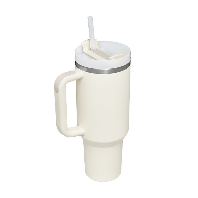 Insulated Mug with Handle and Straw - ChillMate-Cream White-1200 ML-State of Style