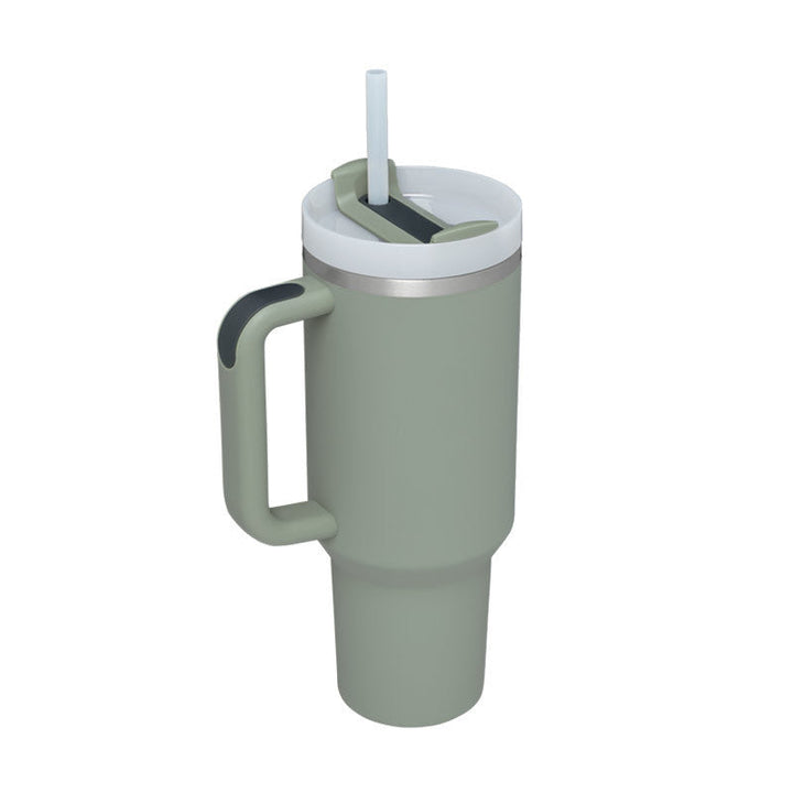 Insulated Mug with Handle and Straw - ChillMate-Laurel Green-1200 ML-State of Style