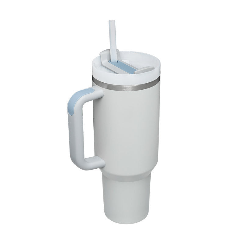 Insulated Mug with Handle and Straw - ChillMate-Misty Grey-1200 ML-State of Style