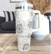 Insulated Mug with Handle and Straw - ChillMate-Sunflower-1200 ML-State of Style