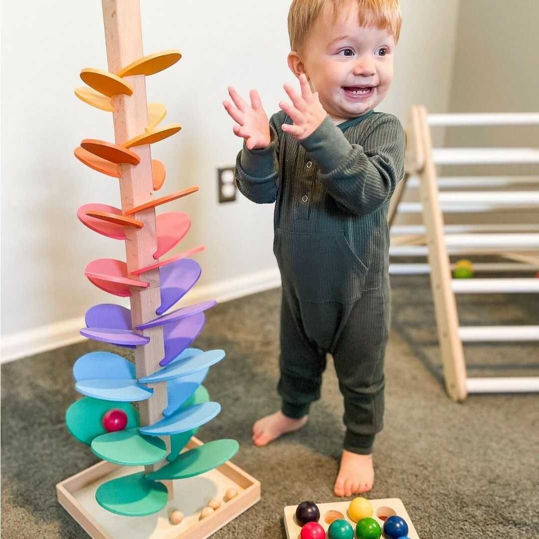 Interactive Rainbow Marble Sound Tree - Luca-Discoverers Set 29 cm (Flower Music Tree + 10 Free Balls)-State of Style