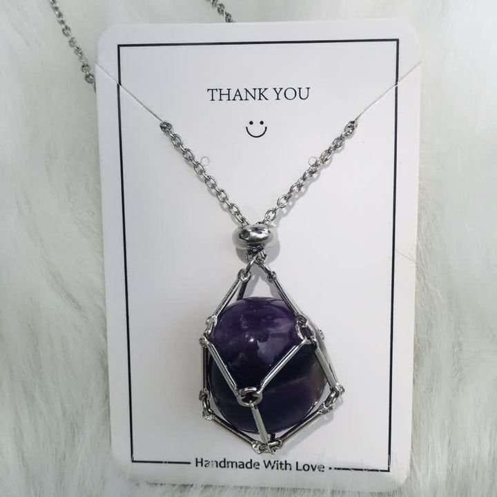 Iris Small Natural Crystal Pendant Necklace-Amethyst-Silver-State of Style