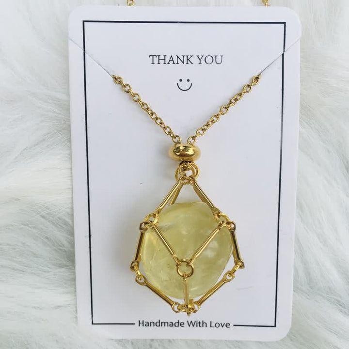 Iris Small Natural Crystal Pendant Necklace-Citrine-Gold-State of Style