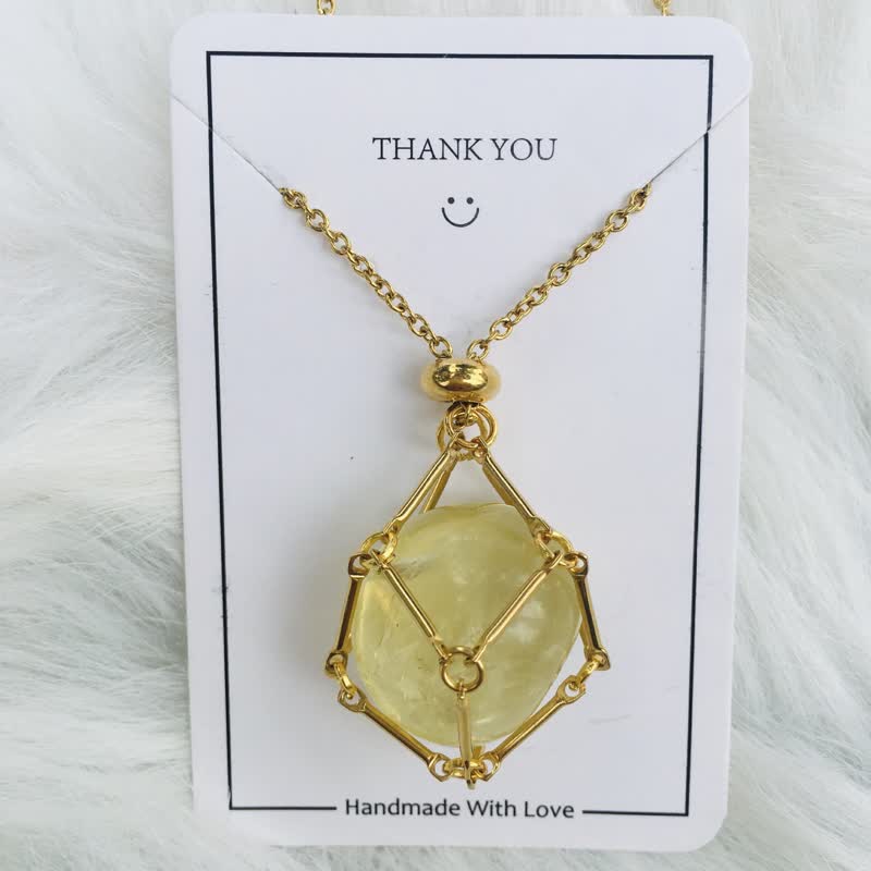 Iris Small Natural Crystal Pendant Necklace-Citrine-Gold-State of Style