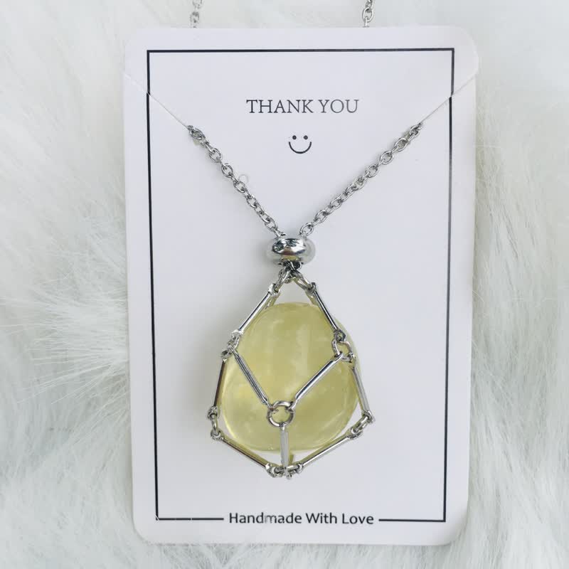 Iris Small Natural Crystal Pendant Necklace-Citrine-Silver-State of Style