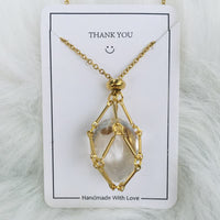 Iris Small Natural Crystal Pendant Necklace-Clear Quartz-Gold-State of Style
