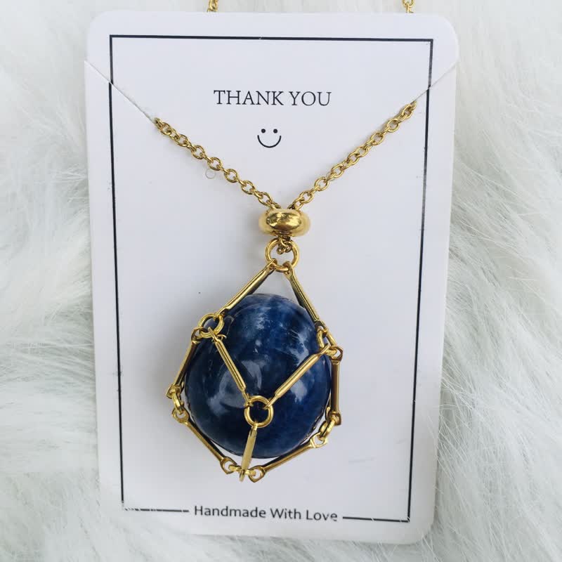 Iris Small Natural Crystal Pendant Necklace-Lapis Lazuli-Gold-State of Style