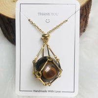 Iris Small Natural Crystal Pendant Necklace-Tiger’s Eye-Gold-State of Style