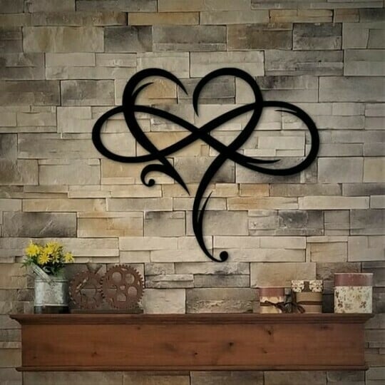 Iron Wall Decoration with Infinite Heart - InfiniteHeart-Black-20 x 25 cm-State of Style