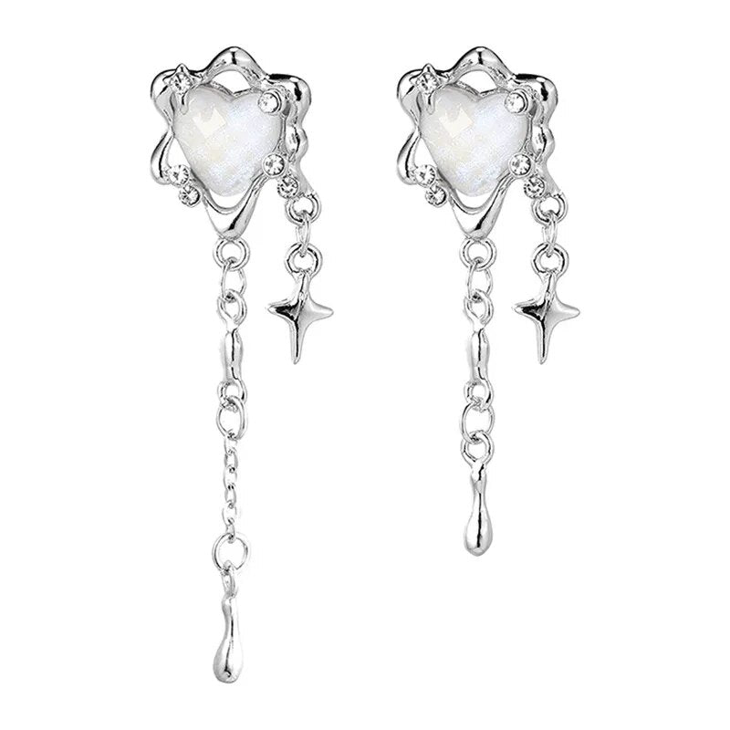 Irregular Heart Tassel Star Earrings - Unique Women's Jewellery-State of Style