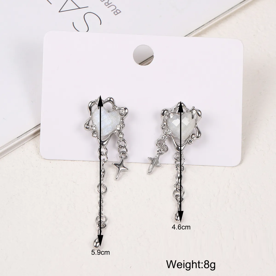 Irregular Heart Tassel Star Earrings - Unique Women's Jewellery-State of Style