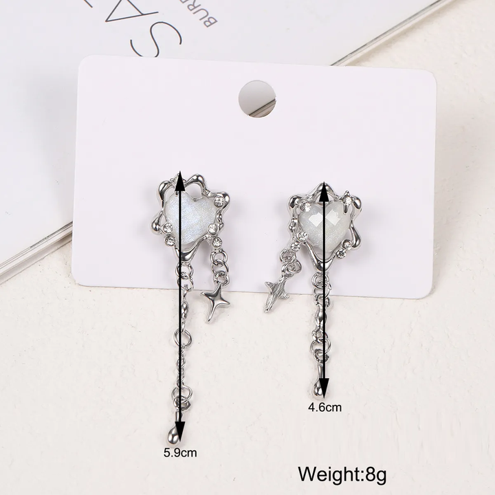 Irregular Heart Tassel Star Earrings - Unique Women's Jewellery-State of Style