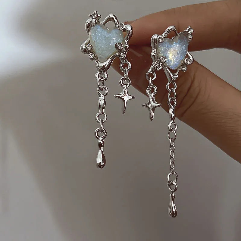 Irregular Heart Tassel Star Earrings - Unique Women's Jewellery-State of Style