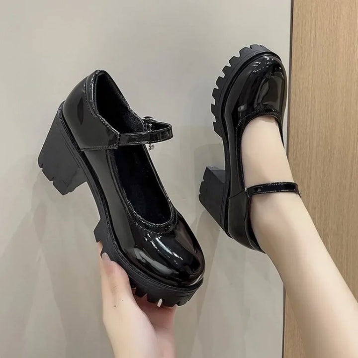 Isa - Orthopedische Zwarte Chunky Mary Janes-Zwart1-35-State of Style