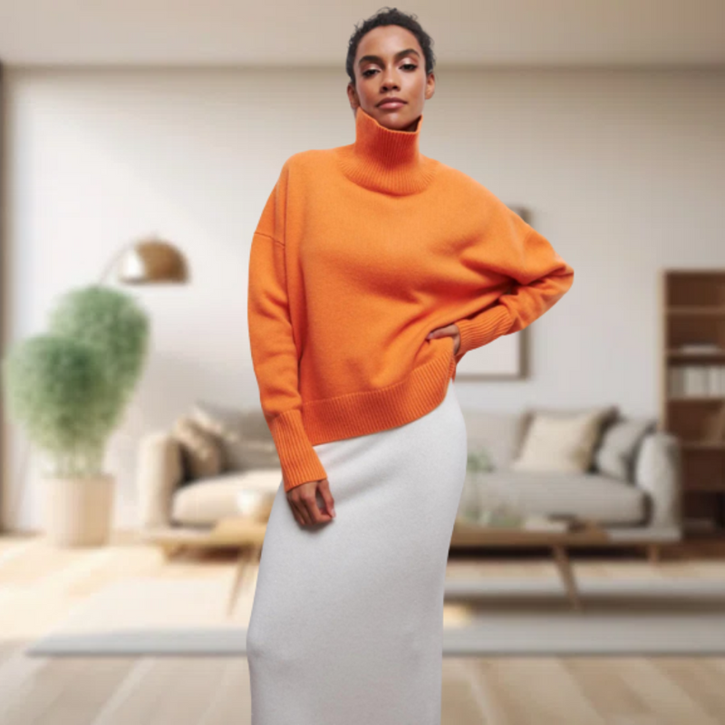 Isabella Classic Women's Sweater-Orange-S-State of Style
