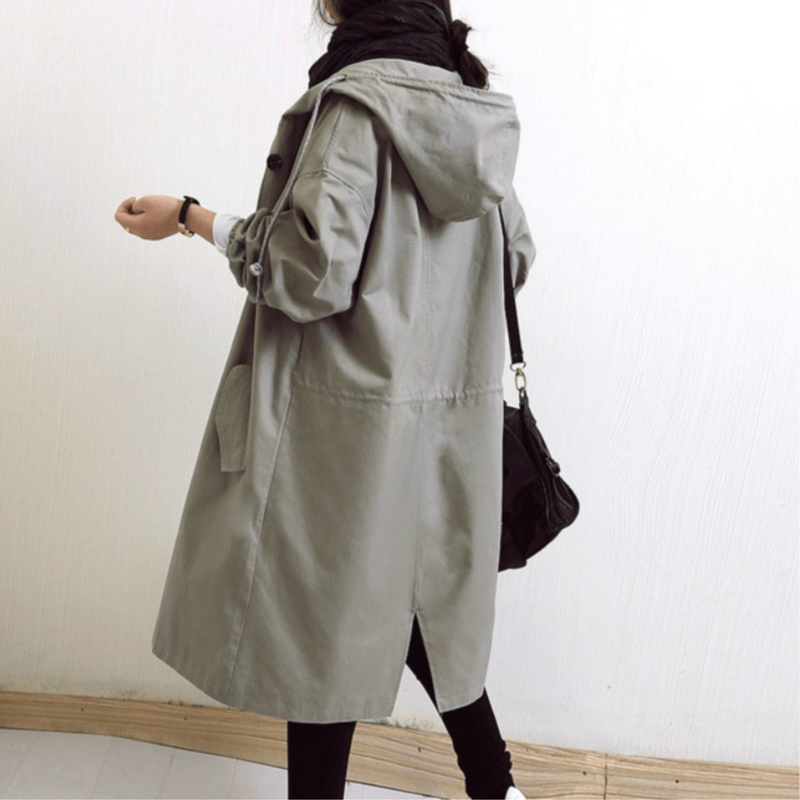 Isabelle Long Women's Trenchcoat with Hood-Grey-S-State of Style